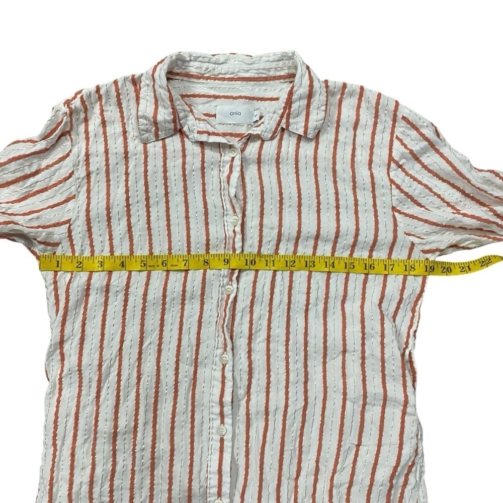 Onia Striped Button Down Swim Cover Up Small Shirt Dress Beach Resort White Red - Picture 12 of 13